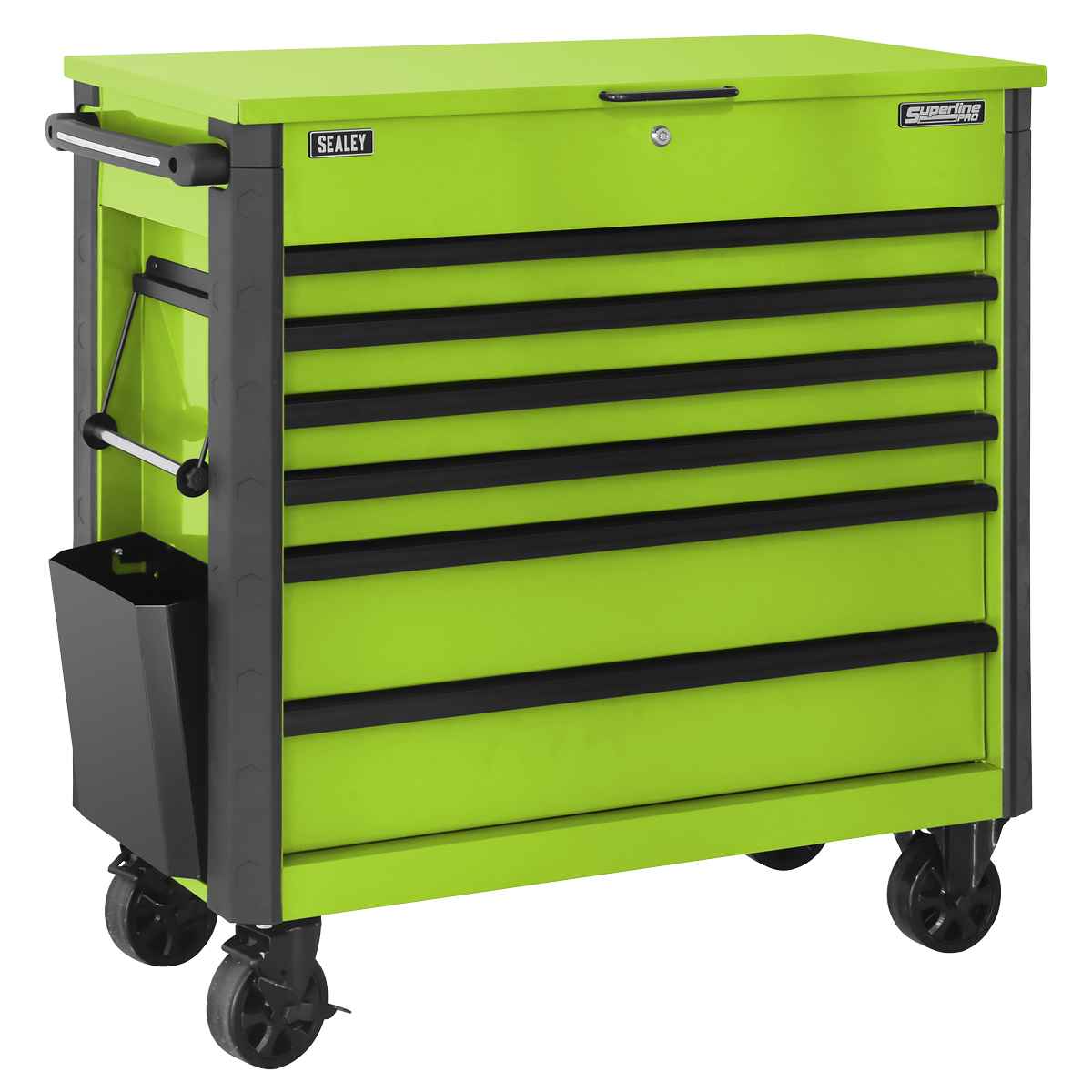 Sealey AP366HV Superline PRO® Tool Trolley with Ball-Bearing Slides, 6 Drawer, Green