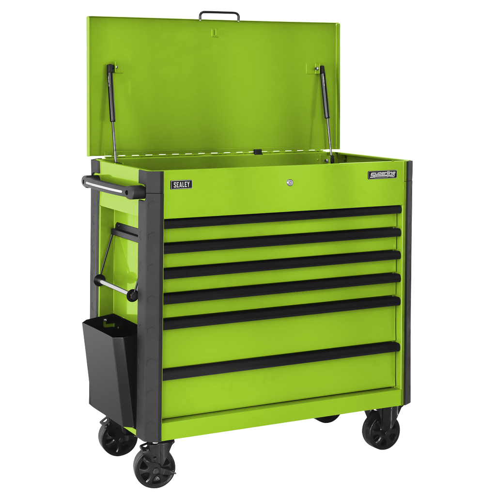 Sealey AP366HV Superline PRO® Tool Trolley with Ball-Bearing Slides, 6 Drawer, Green