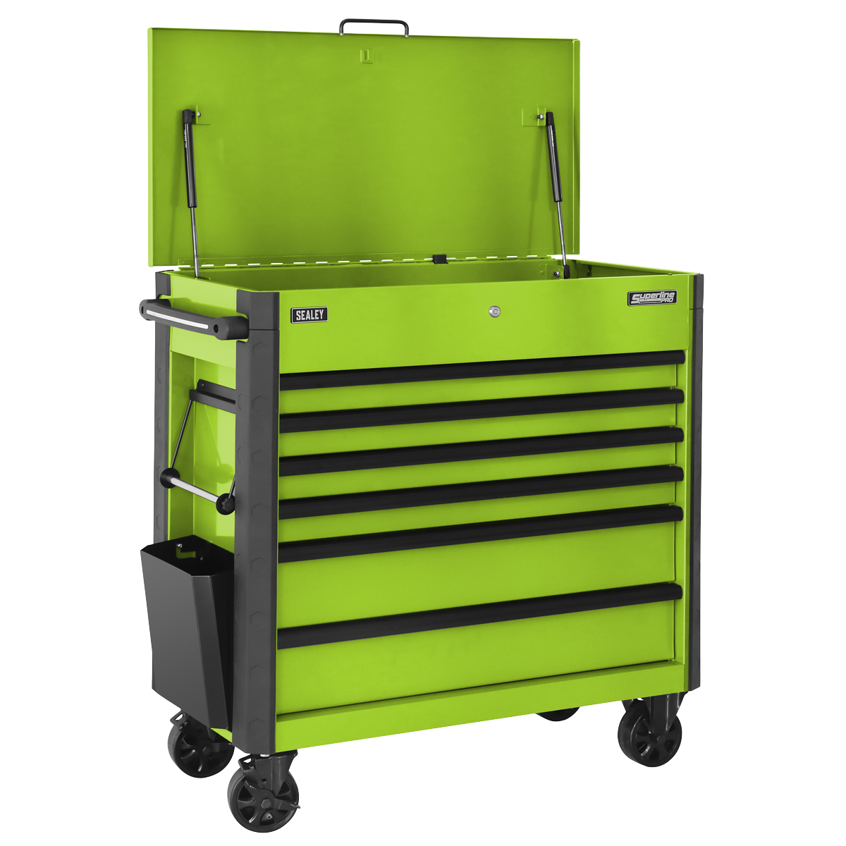 Sealey AP366HV Superline PRO® Tool Trolley with Ball-Bearing Slides, 6 Drawer, Green