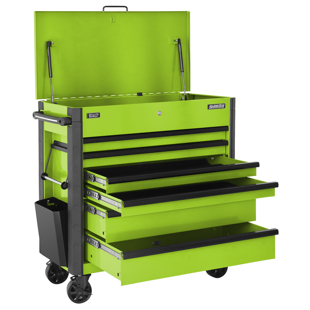 Sealey AP366HV Superline PRO® Tool Trolley with Ball-Bearing Slides, 6 Drawer, Green