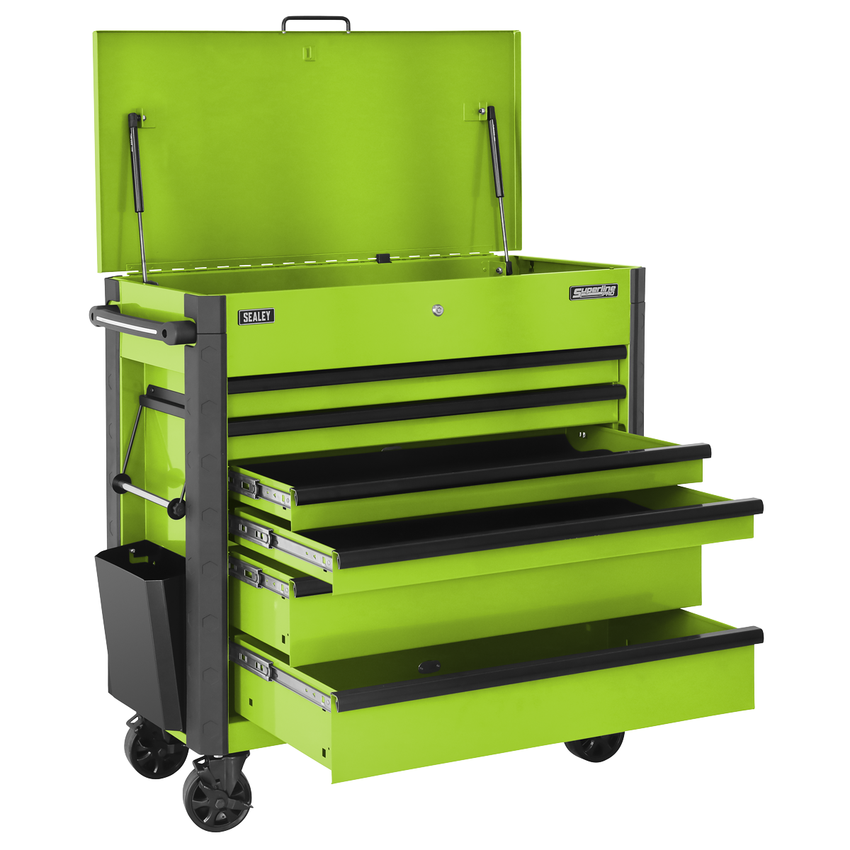 Sealey AP366HV Superline PRO® Tool Trolley with Ball-Bearing Slides, 6 Drawer, Green