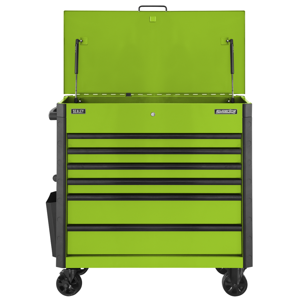 Sealey AP366HV Superline PRO® Tool Trolley with Ball-Bearing Slides, 6 Drawer, Green