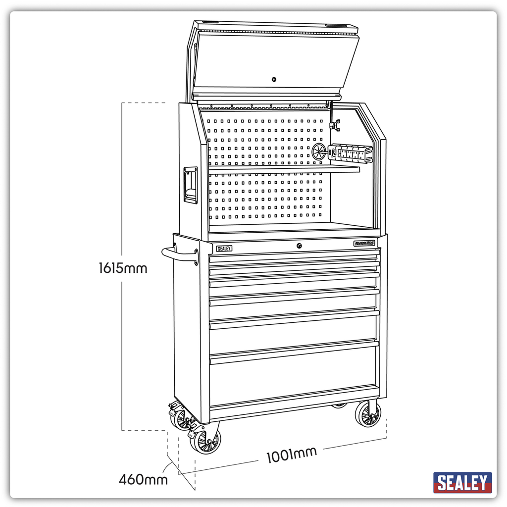 Superline PRO® Hutch Toolbox & Rollcab Combo 915mm, 6 Drawer (AP36HBESTACK)