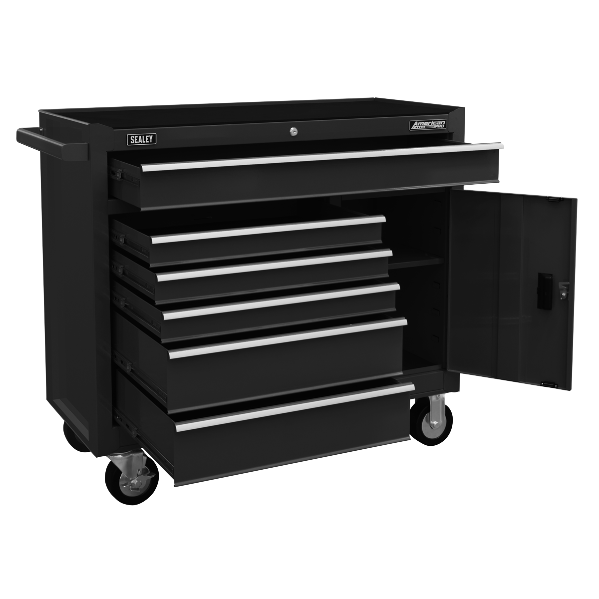 Sealey AP4106B American PRO® Rollcab with Ball Bearing Slides, 6 Drawer, Black