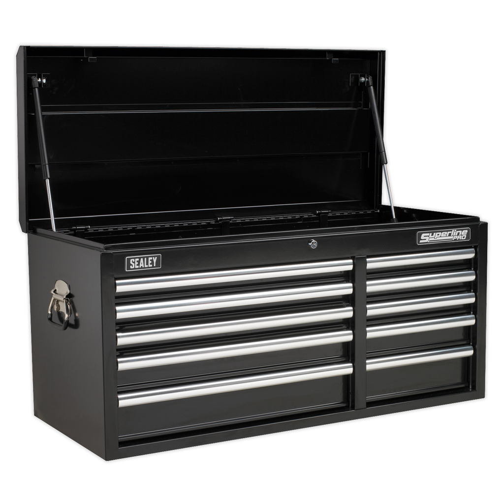 Sealey AP41110B Superline PRO® Heavy-Duty Topchest with Ball-Bearing Slides, 10 Drawer, Black