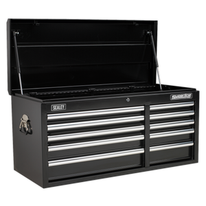 Sealey AP41110B Superline PRO® Heavy-Duty Topchest with Ball-Bearing Slides, 10 Drawer, Black
