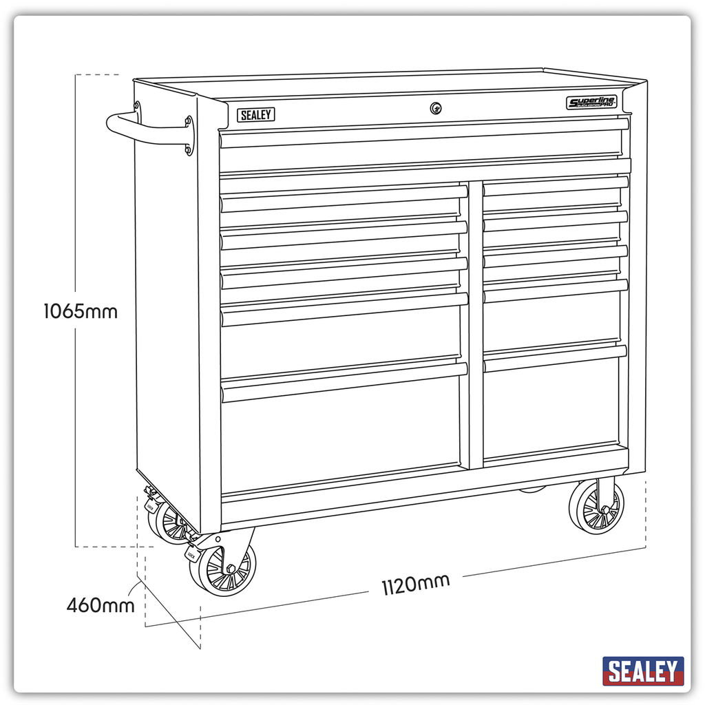 Superline PRO® Black Edition Rollcab 1040mm, 11 Drawer, Black (AP4111BE)