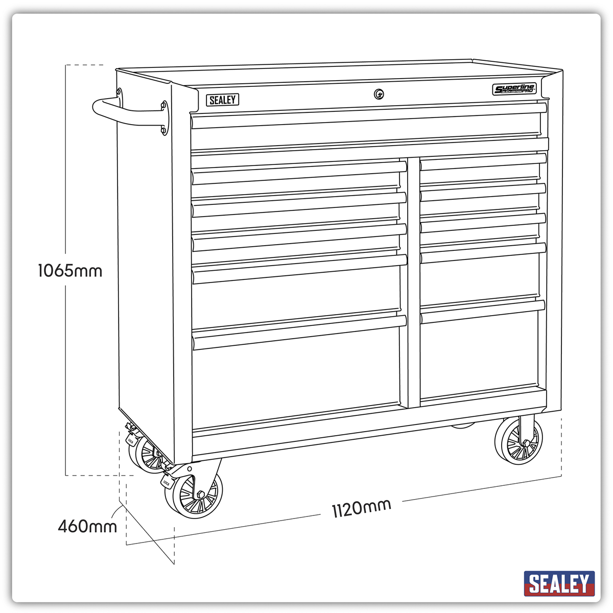 Superline PRO® Black Edition Rollcab 1040mm, 11 Drawer, Black (AP4111BE)