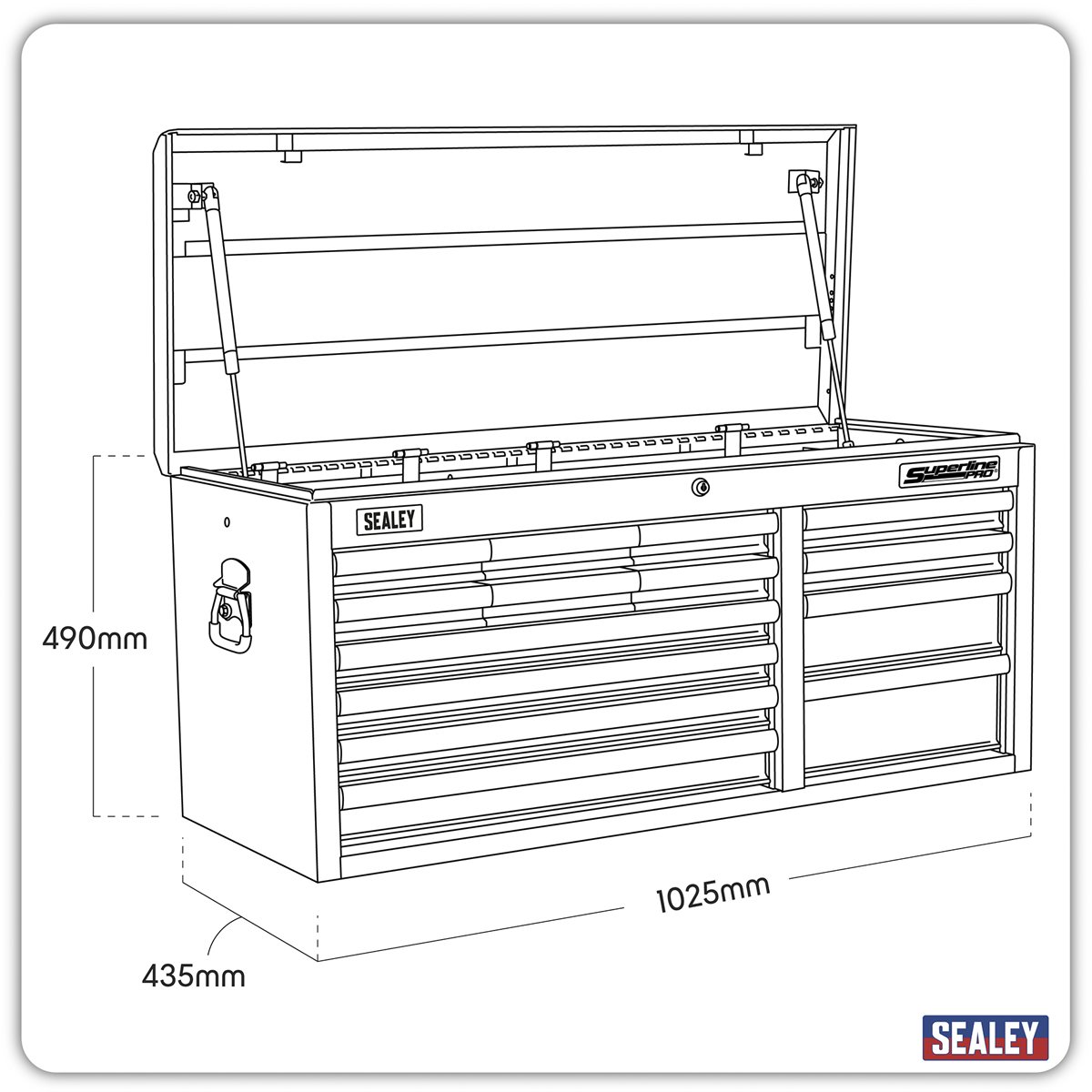 Sealey AP41149 AP41149B Superline PRO® Heavy-Duty Topchest with Ball-Bearing Slides, 14 Drawer