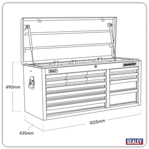 Sealey AP41149 AP41149B Superline PRO® Heavy-Duty Topchest with Ball-Bearing Slides, 14 Drawer