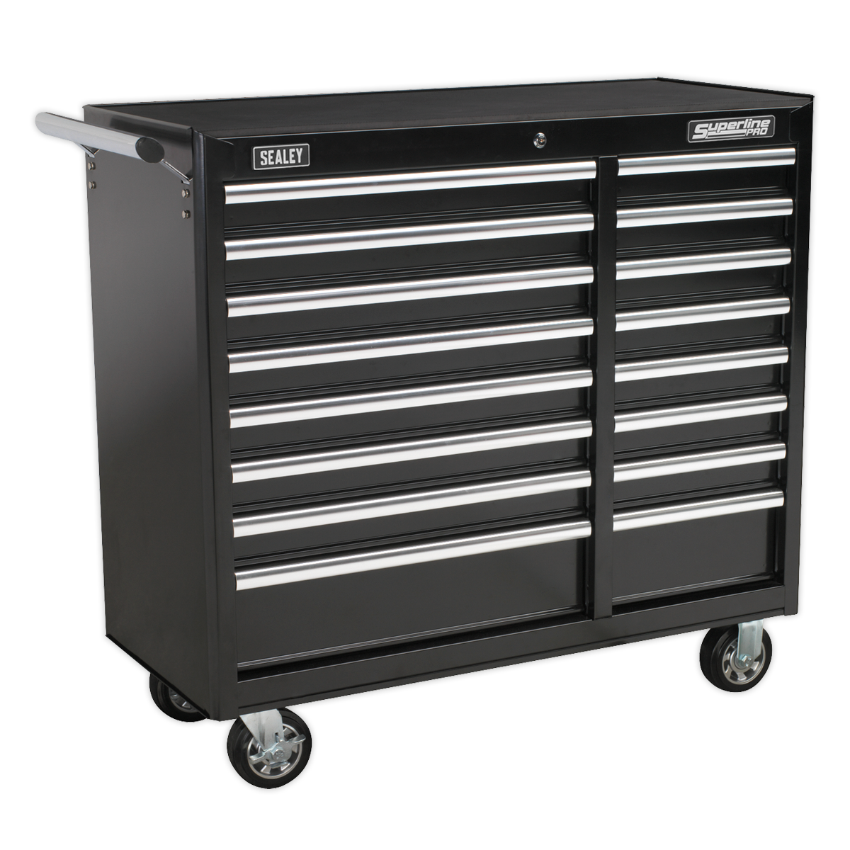 Superline PRO® Heavy-Duty Rollcab 16 Drawer - Black