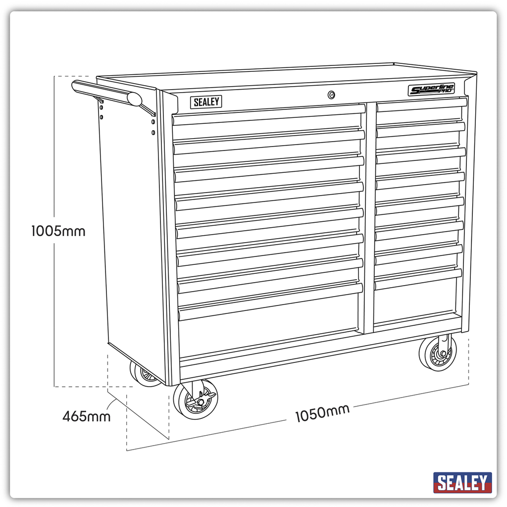 Superline PRO® Heavy-Duty Rollcab 16 Drawer