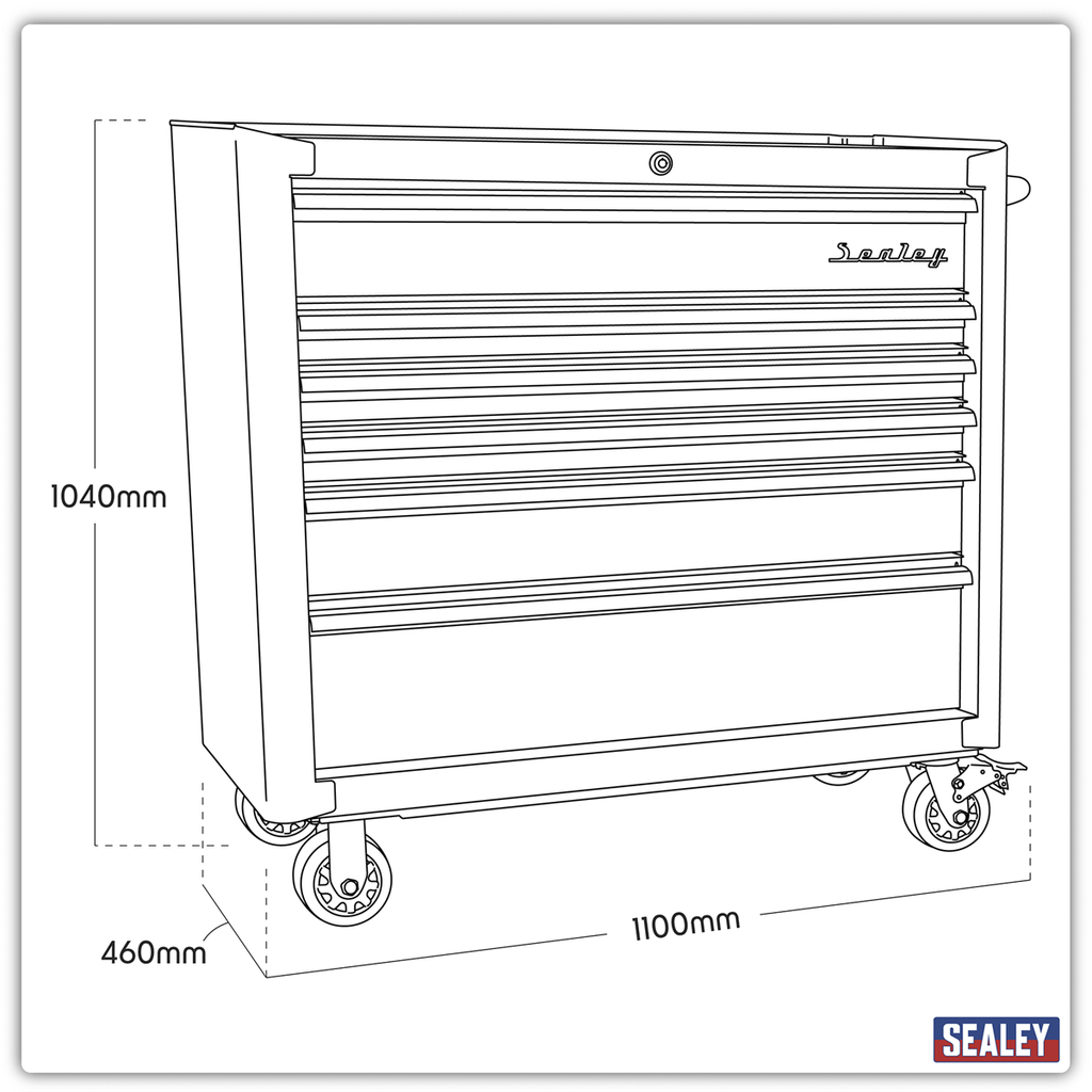 Premier™ Retro Style Wide Rollcab 6 Drawer