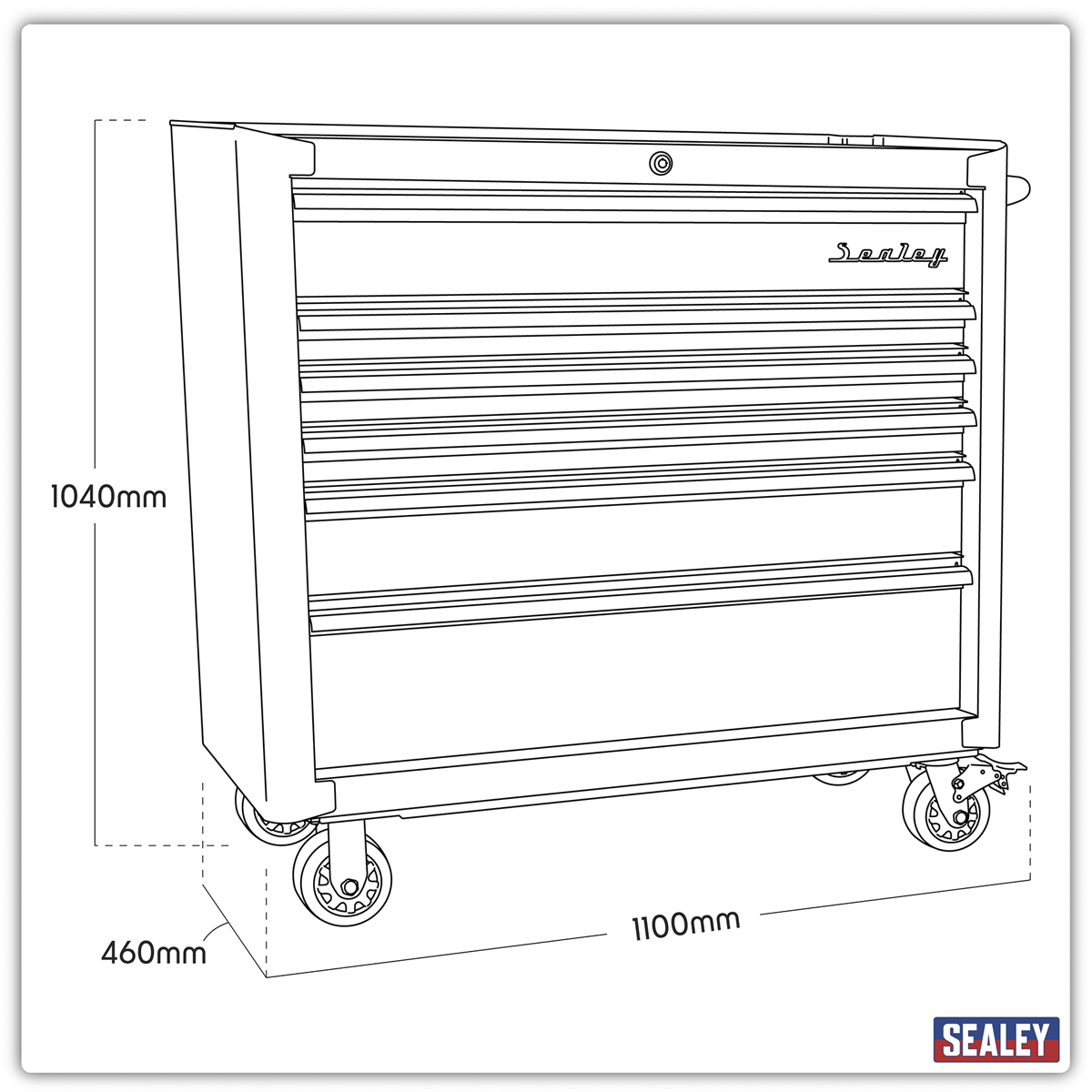 Premier™ Retro Style Wide Rollcab 6 Drawer