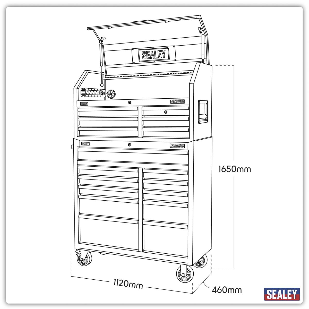 Superline PRO® Black Edition Tool Chest Combination with Power Strip, 17 Drawer (AP41BESTACK)