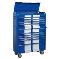 Premier™ Retro Style Wide Topchest & Rollcab Combination 10 Drawer Blue with White Stripes