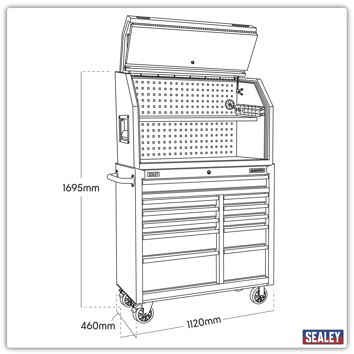 Superline PRO® Hutch Toolbox & Rollcab Combo 1030mm, 11 Drawer (AP41HBESTACK)