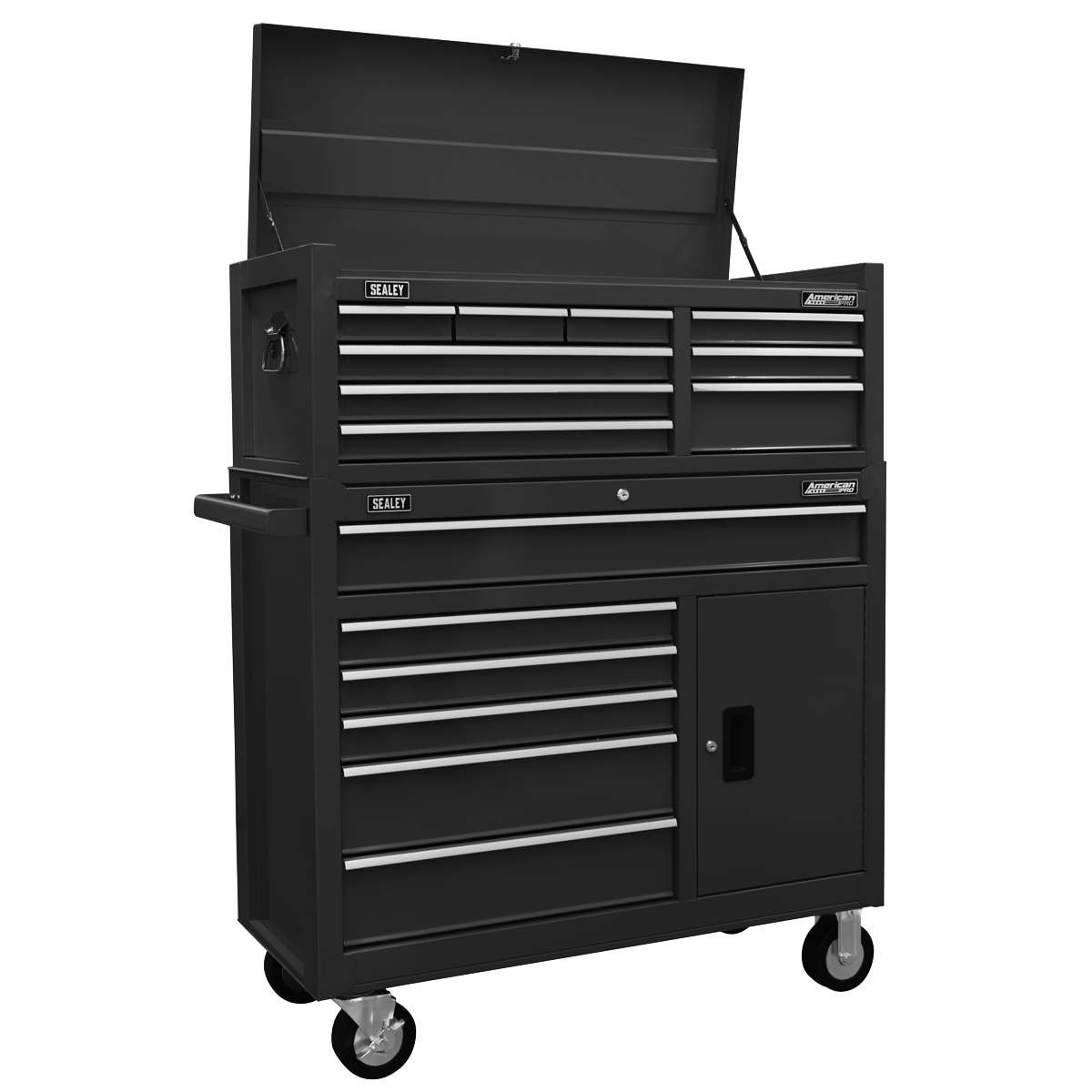 American PRO® Topchest & Rollcab Combination 15 Drawer - Black