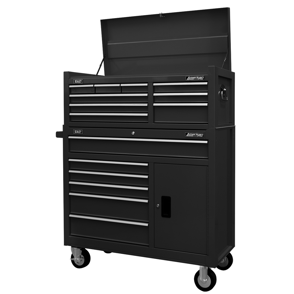 American PRO® Topchest & Rollcab Combination 15 Drawer - Black