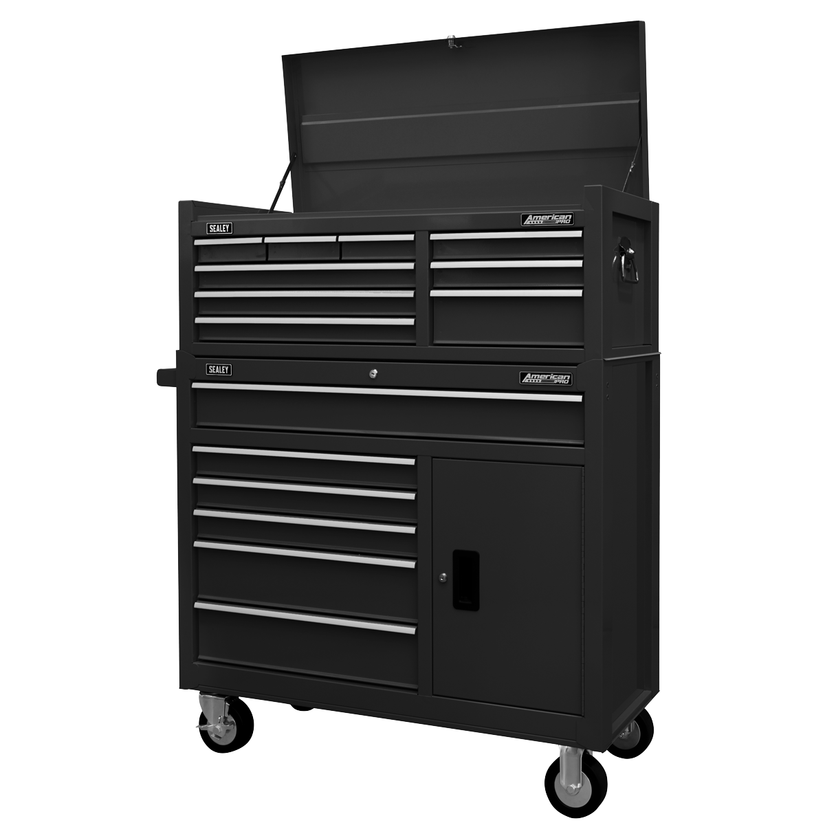 American PRO® Topchest & Rollcab Combination 15 Drawer - Black
