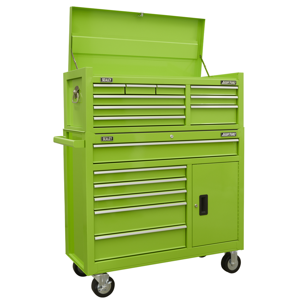 American PRO® Topchest & Rollcab Combination 15 Drawer - Green