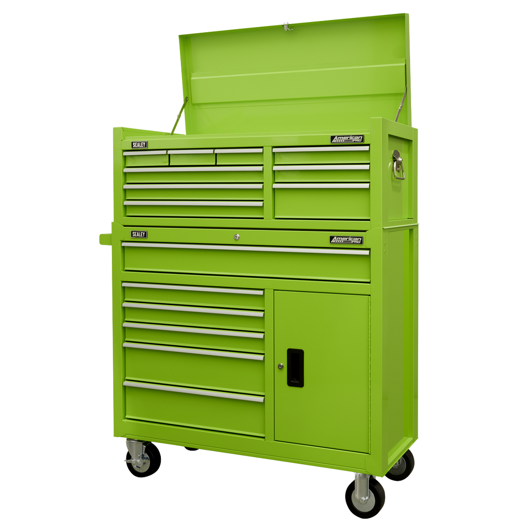 American PRO® Topchest & Rollcab Combination 15 Drawer - Green