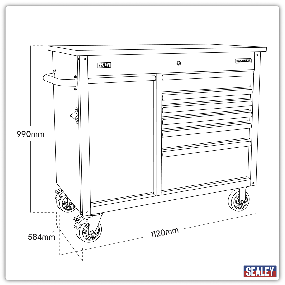 Superline PRO® Mobile Tool Cabinet with Power Tool Charging Drawer 1120mm (AP4206BE)