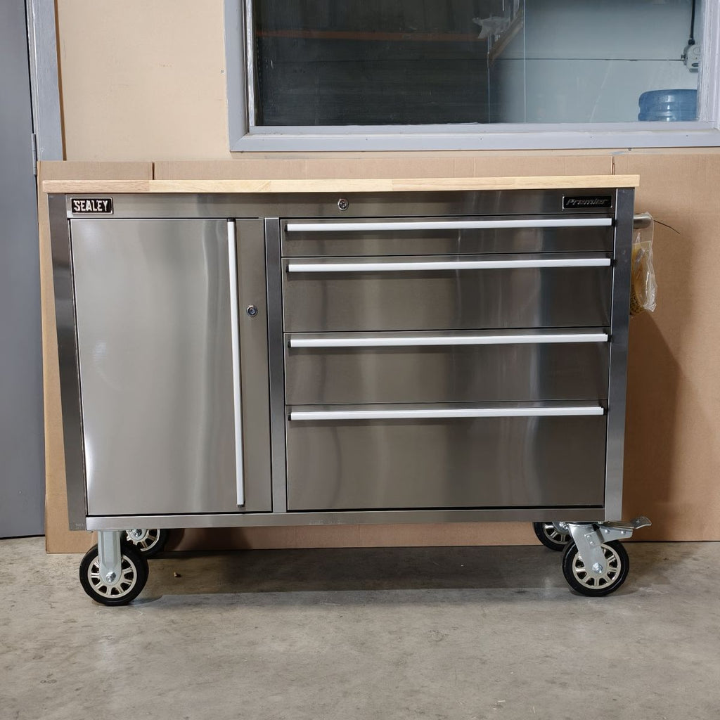Premier™ Mobile Stainless Steel Tool Cabinet, 4 Drawer (AP4804SS) (Factory Refurbished B)