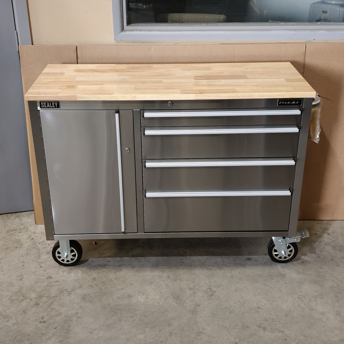 Premier™ Mobile Stainless Steel Tool Cabinet, 4 Drawer (AP4804SS) (Factory Refurbished B)