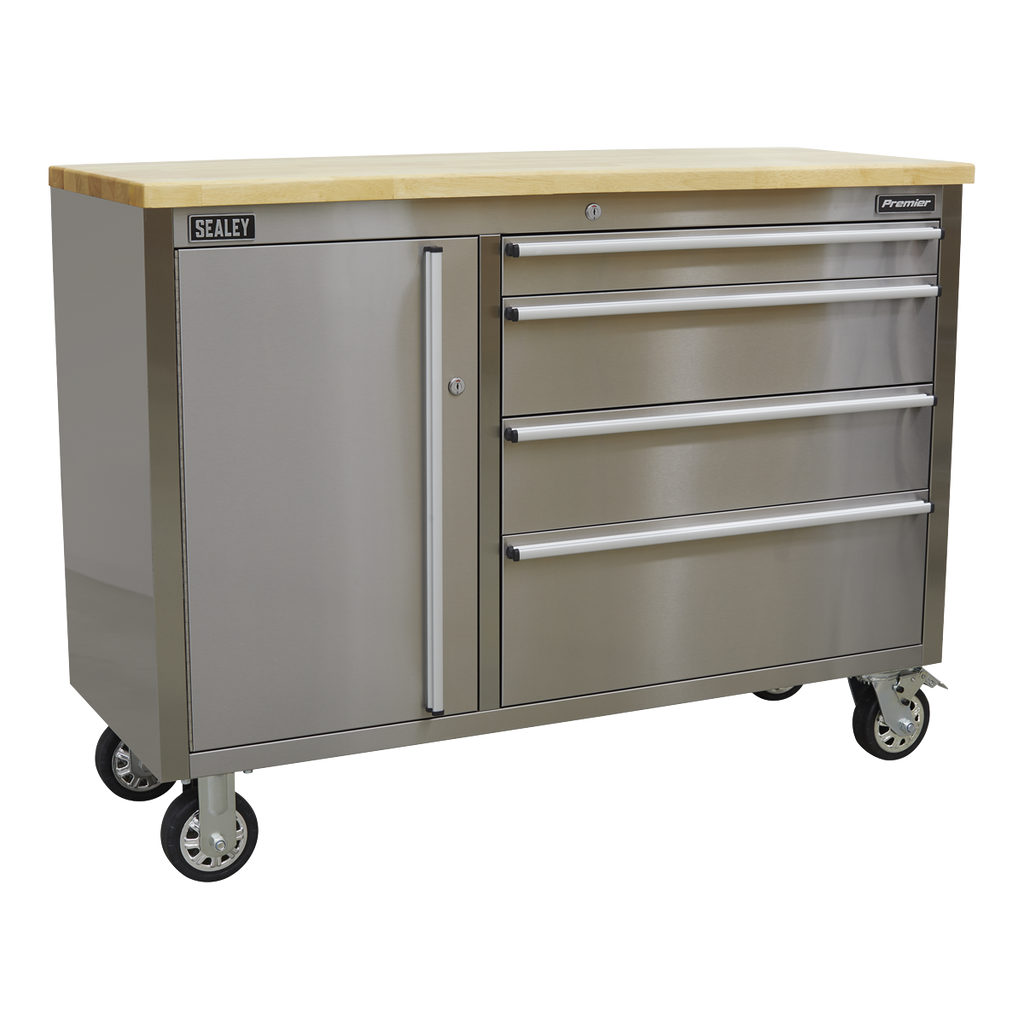 Premier™ Mobile Stainless Steel Tool Cabinet 4 Drawer