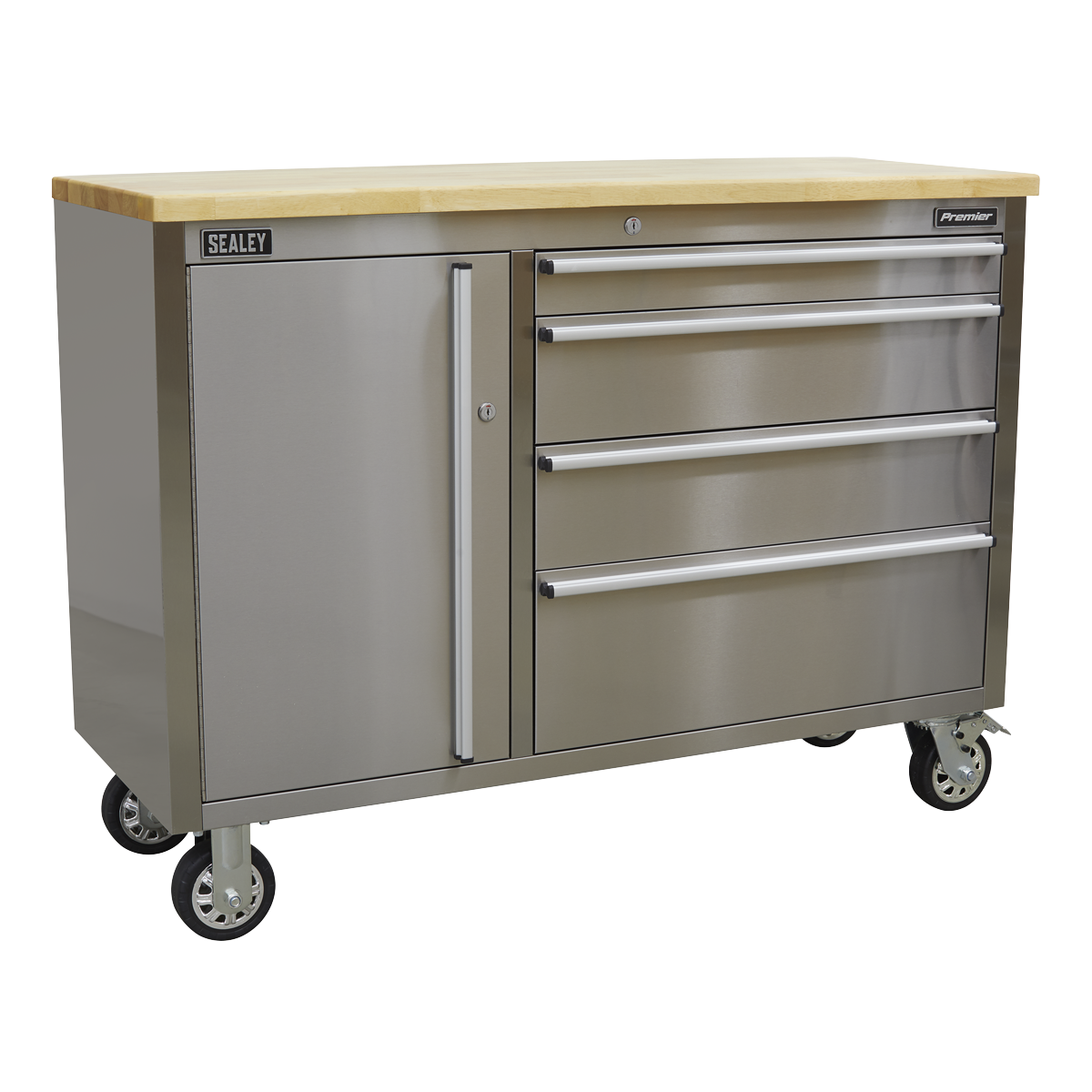 Premier™ Mobile Stainless Steel Tool Cabinet 4 Drawer