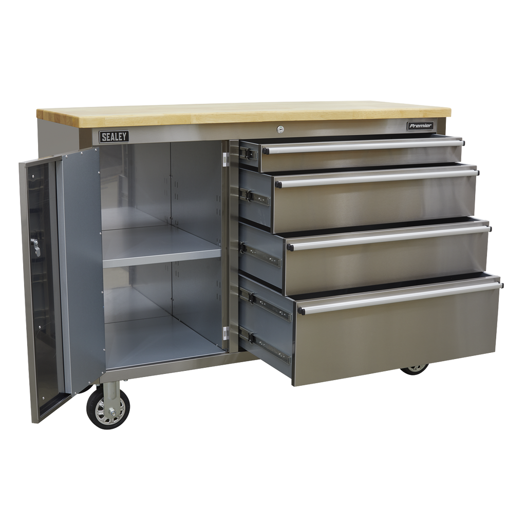 Premier™ Mobile Stainless Steel Tool Cabinet 4 Drawer