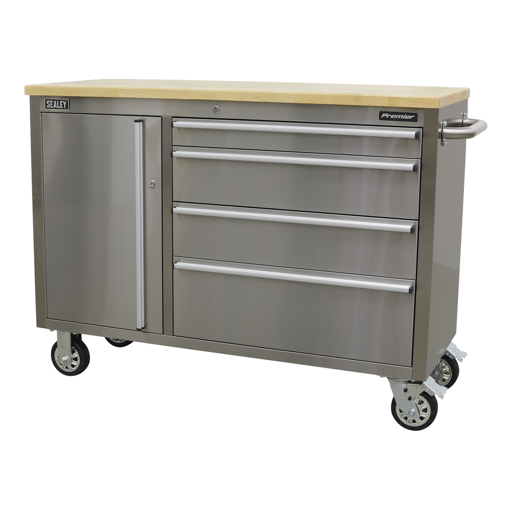 Premier™ Mobile Stainless Steel Tool Cabinet 4 Drawer