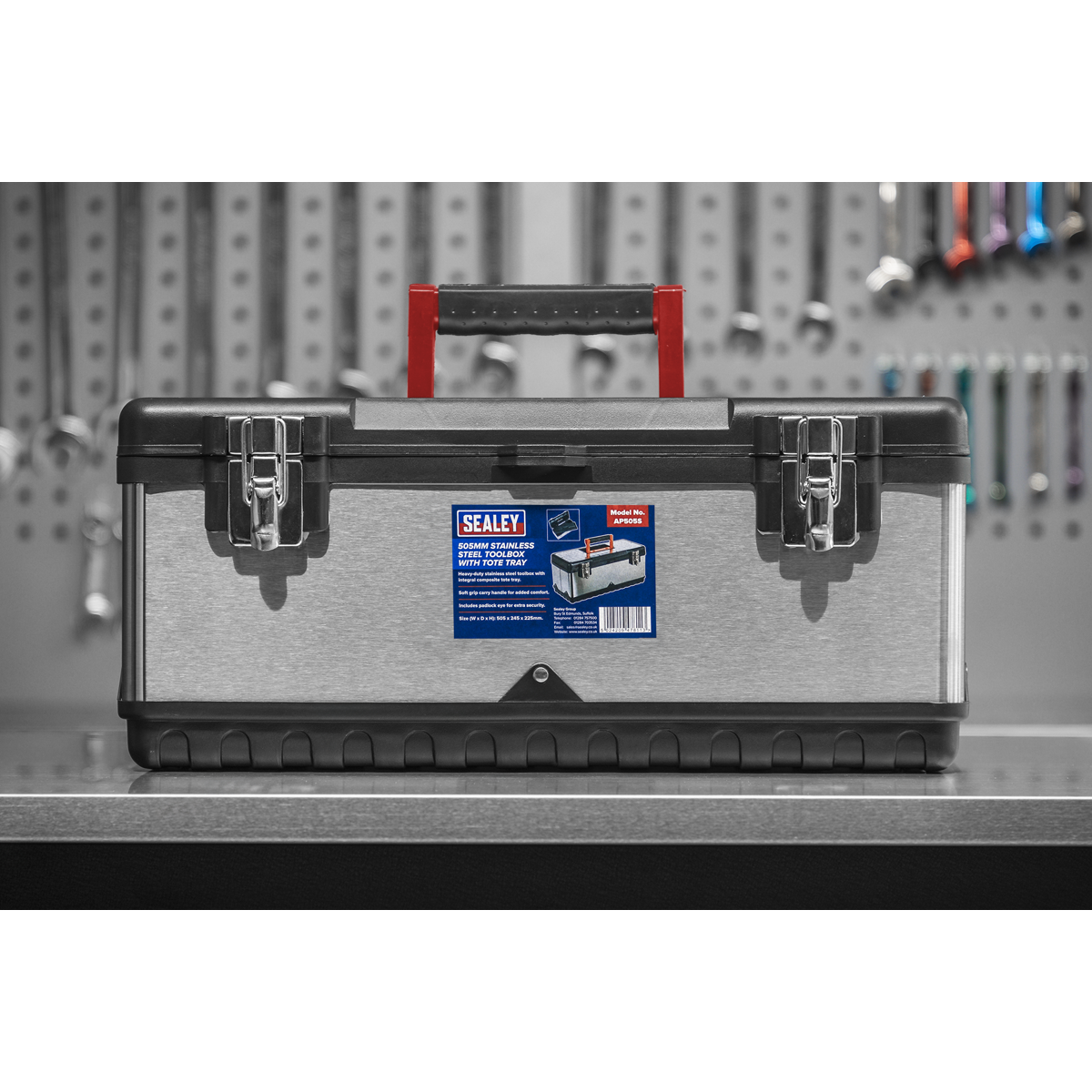Stainless Steel Toolbox with Tote Tray 505mm