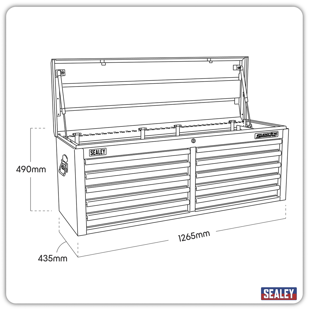 Sealey AP5210T AP5210TB Superline PRO® Heavy-Duty Topchest with Ball-Bearing Slides, 10 Drawer