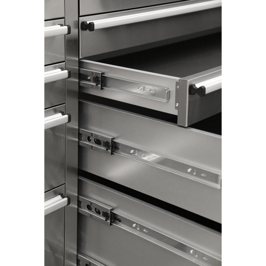 Premier™ Mobile Stainless Steel Tool Cabinet & Cupboard 10 Drawer