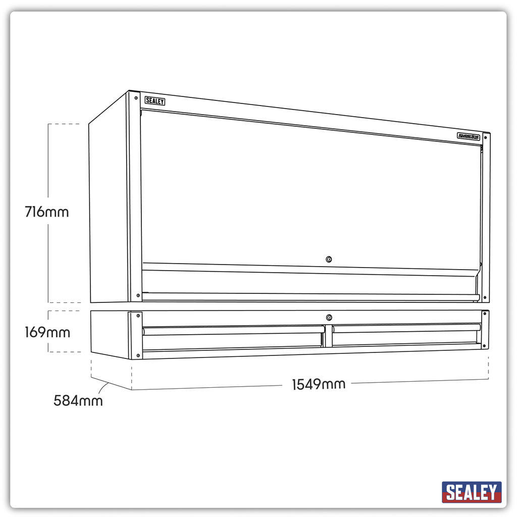 Superline PRO® Black Edition Top Hutch & 2 Drawer Riser 1549mm, Green (AP6103BE)