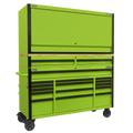 Superline PRO® Black Edition Mobile Trolley with Wooden Worktop, Hutch & 2 Drawer Riser 15 Drawer 1549mm