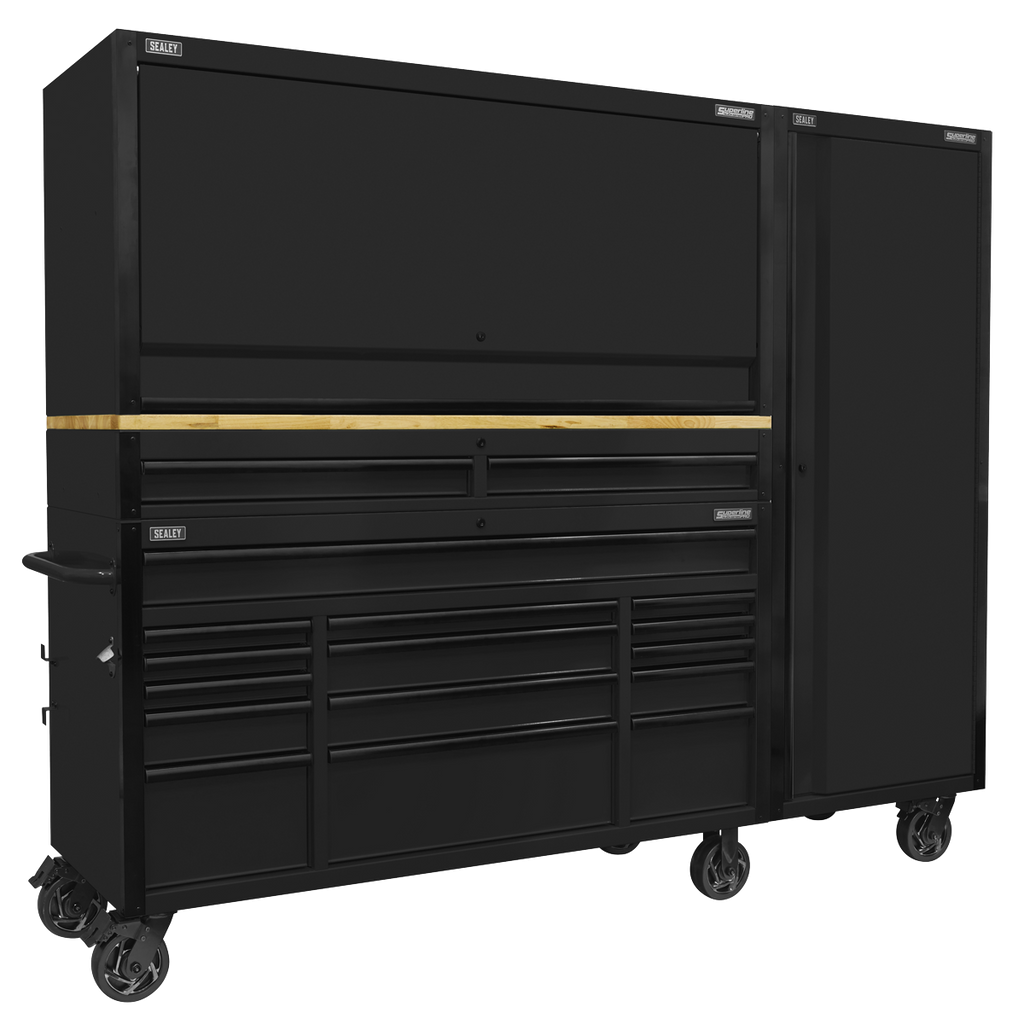 Superline PRO® Black Edition Hutch Mobile Trolley with Locker, 15 Drawer, Black (AP6215BECOMBO2)