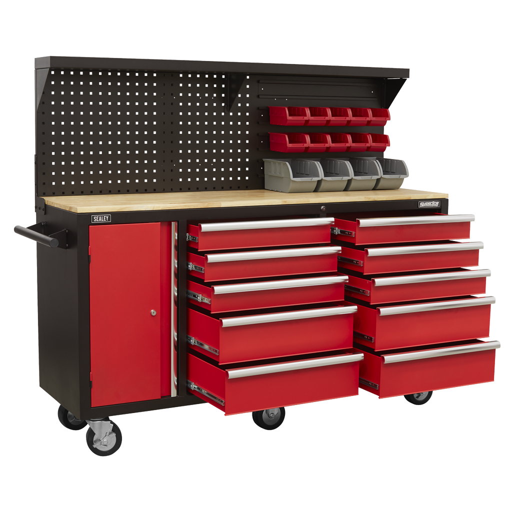 Superline PRO® Mobile Workstation with Backboard 10 Drawer