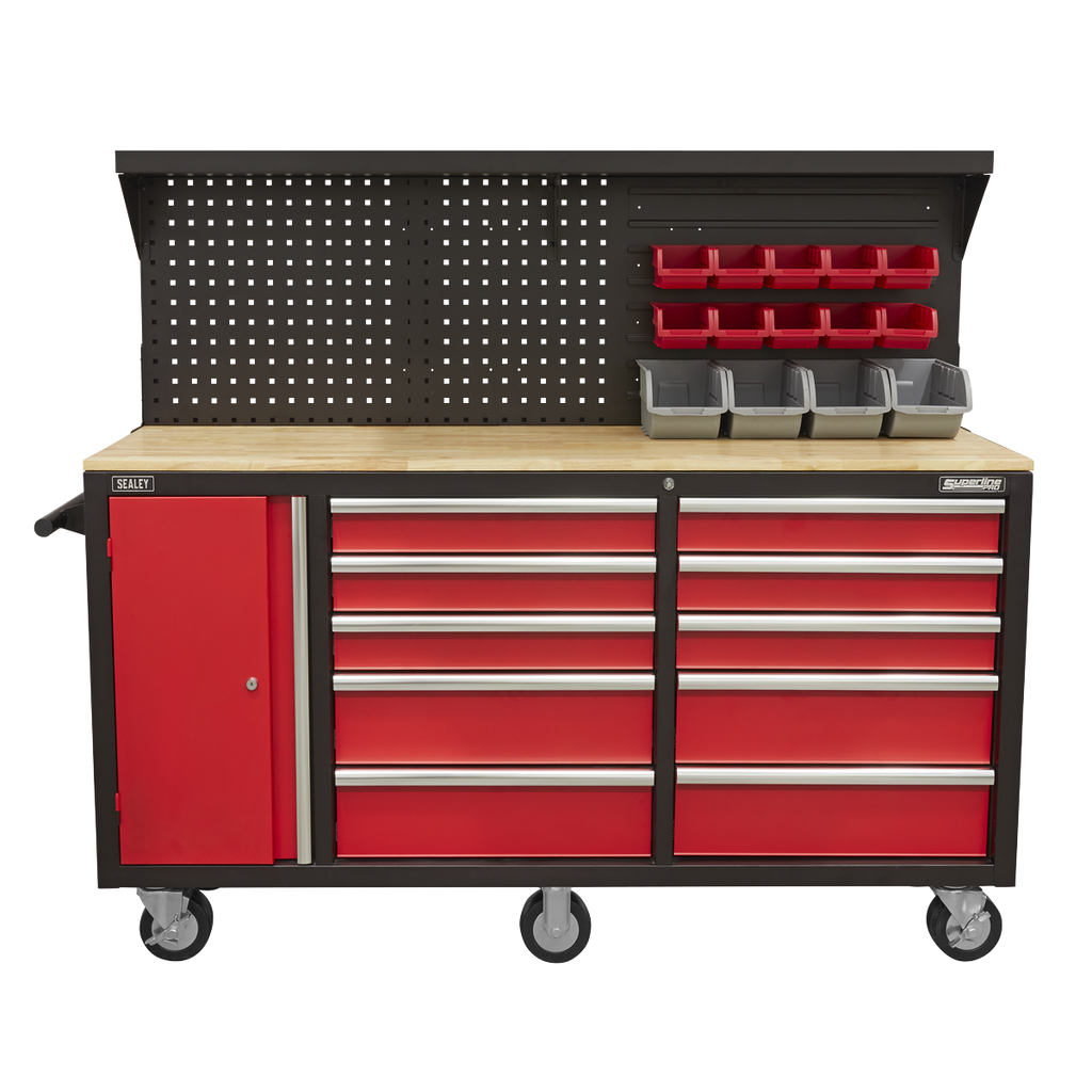 Superline PRO® Mobile Workstation with Backboard 10 Drawer