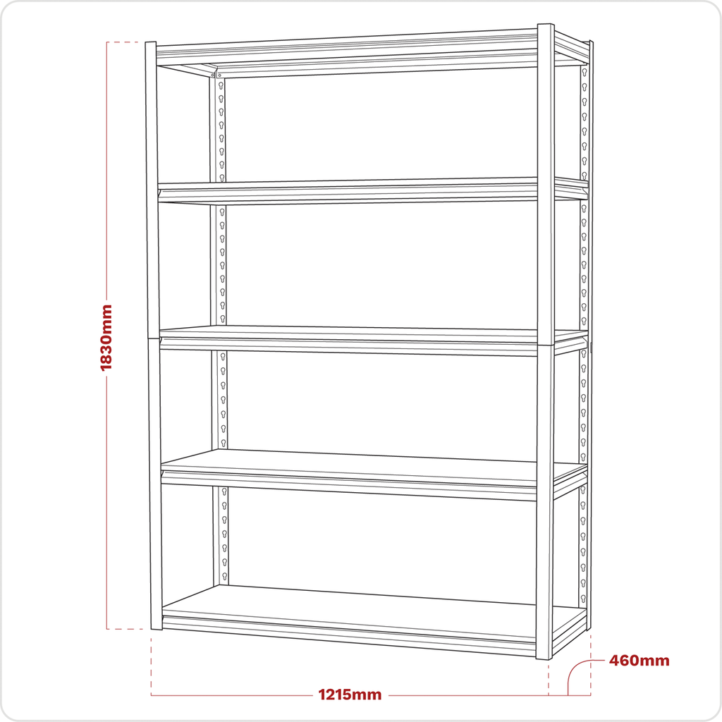 Racking Unit with 5 Shelves 600kg Capacity Per Level