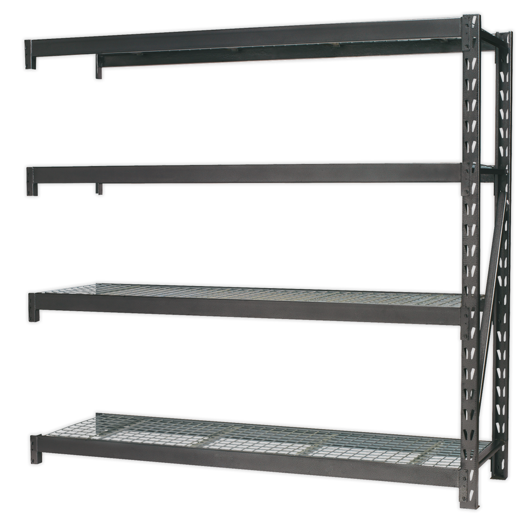 Heavy-Duty Racking Extension Pack with 4 Mesh Shelves 640kg Capacity Per Level