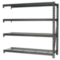 Heavy-Duty Racking Extension Pack with 4 Mesh Shelves 640kg Capacity Per Level