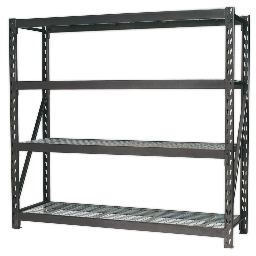 Heavy-Duty Racking Unit with 4 Mesh Shelves 640kg Capacity Per Level