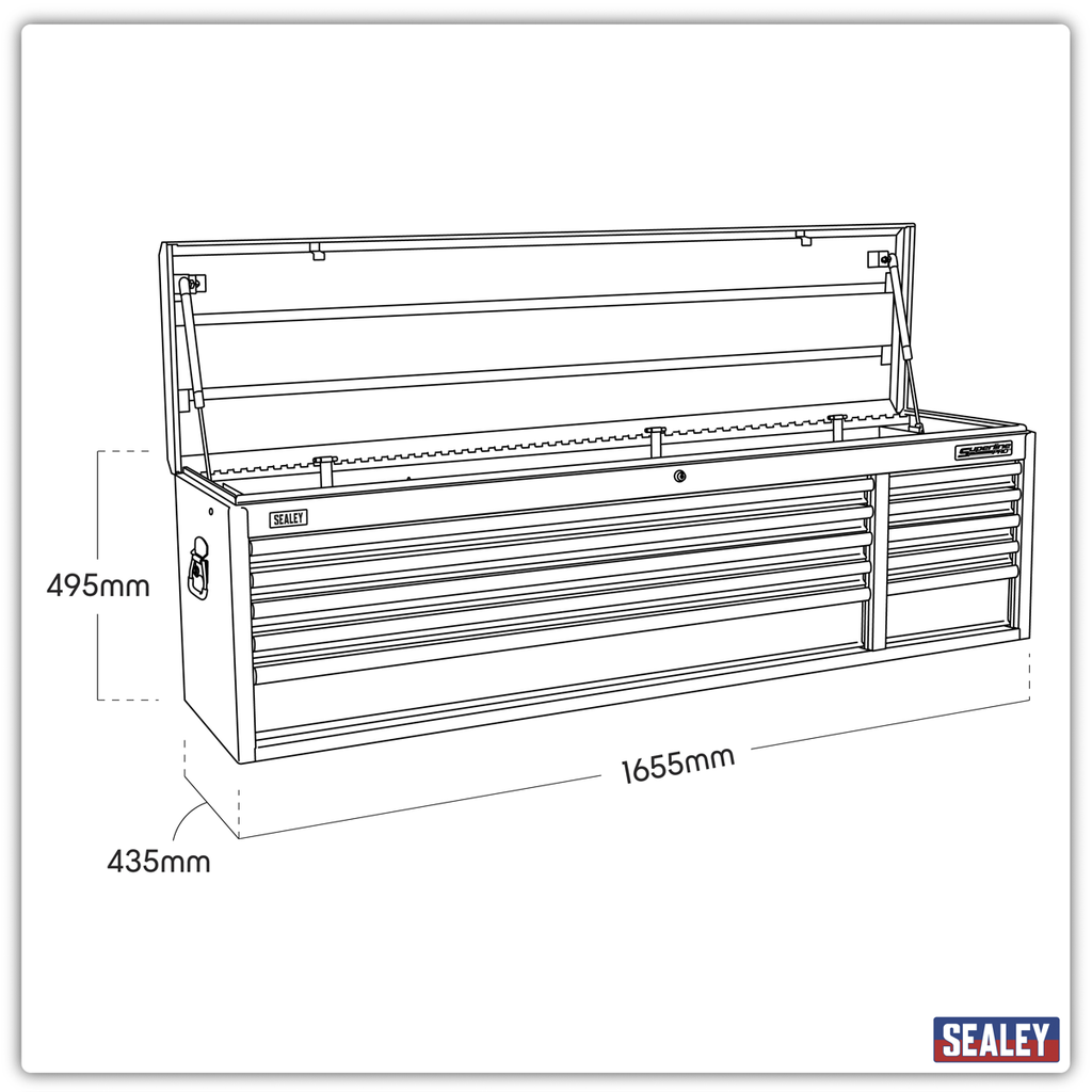 Superline PRO® Heavy-Duty Extra-Wide Topchest, 10 Drawer, Red (AP6610)