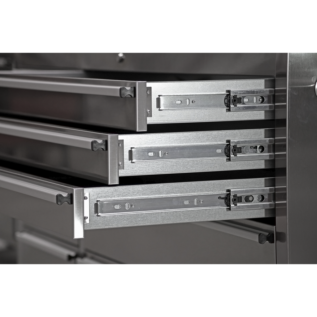 Premier™ Mobile Stainless Steel Tool Cabinet & Cupboard 10 Drawer