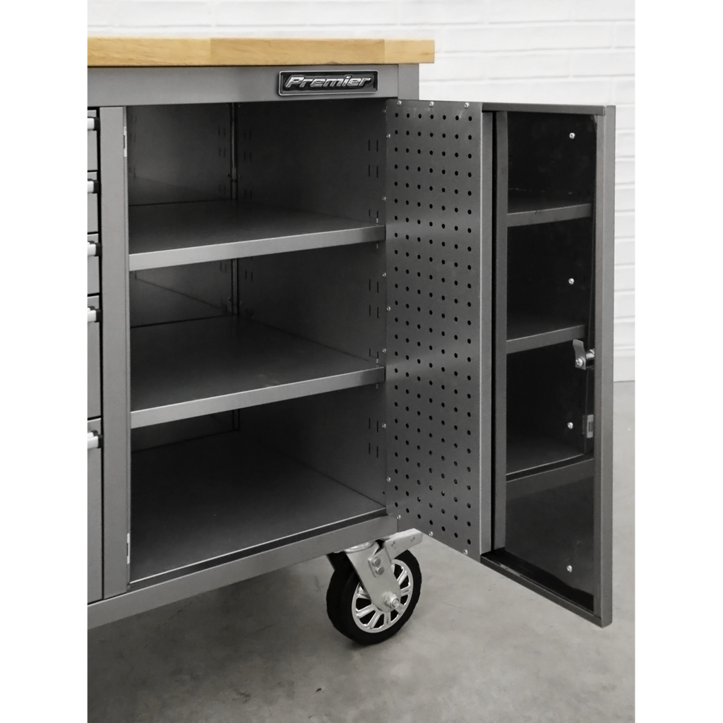 Premier™ Mobile Stainless Steel Tool Cabinet & Cupboard 10 Drawer
