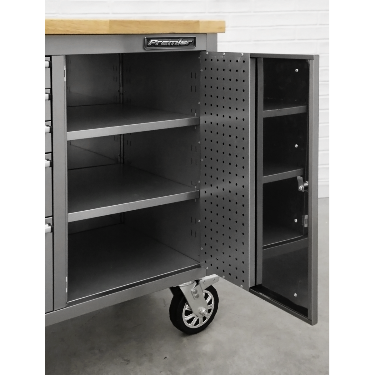 Premier™ Mobile Stainless Steel Tool Cabinet & Cupboard 10 Drawer