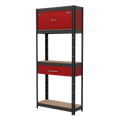 Shelving Unit 4-Tier with Cupboard & Drawer